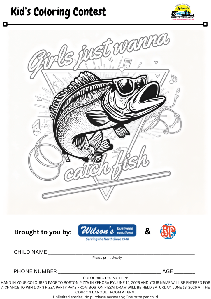 Colouring In Contest Colouring Contest – Lake of The Woods Women's Walleye Tournament